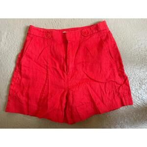 Madewell Bright Red Pleated High-Rise Shorts